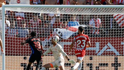 Lamine Yamal scores his and Barcelona's second goal. AP