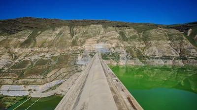 The Al-Wehda Dam, a 360-foot concrete embankment near Harta, Jordan. Getty Images