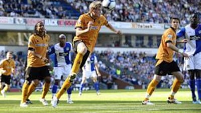 Wolves' Richard Stearman clears the ball.