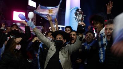 Fans celebrate in Buenos Aires after Argentina won the Copa America with a 1-0 victory over arch rivals Brazil.