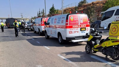 Israeli medics at the scene of the latest West Bank attack. MDA