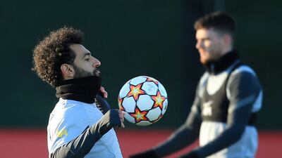 Mohamed Salah chests the ball. AFP
