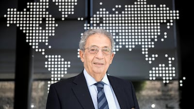 Amr Moussa, the former head of the Arab League, at the Emirates Diplomatic Academy in Abu Dhabi. Reem Mohammed / The National