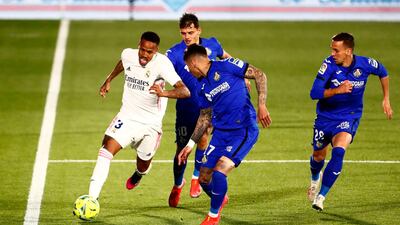 Real Madrid's Eder Militao in action. Reuters