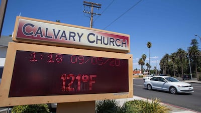 The thermometer registers 121 degrees Fahrenheit (49.4C) in Woodland Hills, California. AFP