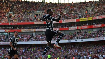 Manchester United's Marcus Rashford celebrates after scoring the opening goal. AFP