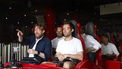 Ricky Wilson prepares for a hair-raising ride on the Formula Rossa rollercoaster at Ferrari World Abu Dhabi. Courtesy Etihad Airways