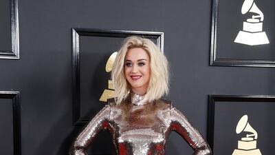 Katy Perry, in Tom Ford, arrives at the 59th annual Grammy Awards at the Staples Centre in Los Angeles, California, on February 12, 2017. EPA