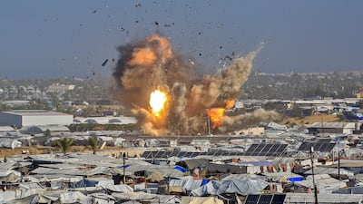 The Health Ministry in the enclave said 30 people were wounded in the attack, which hit an apartment block and a tent