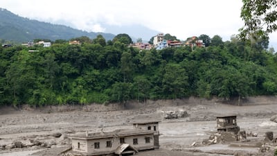 A scene of devastation in Trishuli Bazar. EPA