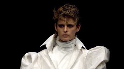 Stella Tennant on the runway for Gianfranco Ferre's autumn/winter 2001/02 collection, Milan March 4, 2001. PC