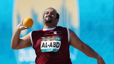Mohammed Al-Abd of Qatar competes in the men's Shot Put F20 during the World Para Athletics Championships in Dubai. EPA