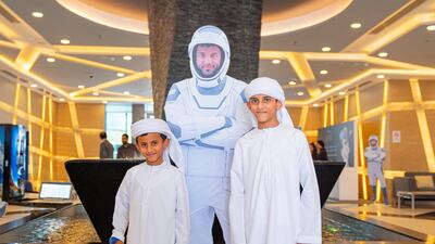 UAE astronaut Sultan Al Neyadi's sons, Abdalla, left, and Rashid, attended a live call with their father on Thursday. All photos: MBRSC
