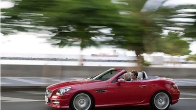 One of three roof options for the SLK is a Magic Sky version, with a section that contains particles that can turn dark or clear. Courtesy of Mercedes-Benz