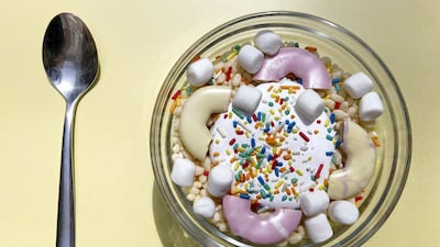 'Unicorn Poop' has Ricicles, Party Rings and white marshmallows, plus 100s & 1000s sprinkles and marshmallow fluff
