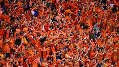 Fans of the Netherlands celebrate at full-time. Getty Images