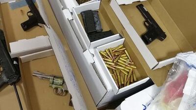 Weapons seized by police in Bahrain during the operation against the Iran-backed militants. Bahrain News Agency