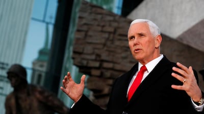 US Vice President Mike Pence speaks next to the Warsaw Uprising Monument in Warsaw, Poland February 14, 2019. Reuters