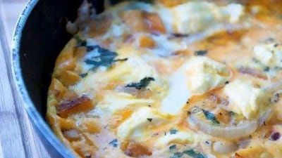 Pumpkin and labneh frittata