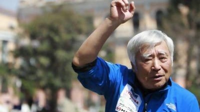 Japanese climber Yuichiro Miura, 80, in Kathmandu on Sunday.