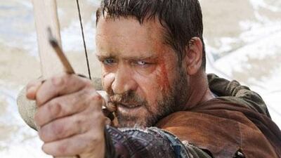 Russell Crowe plays a grittier Robin Hood than is traditional.