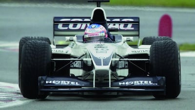 Great Britain's Jenson Button steers his BMW Williams racer during the Formula One European Grand Prix at the Nuerburgring circuit, Sunday May 21, 2000. (AP Photo/Axel Seidemann)