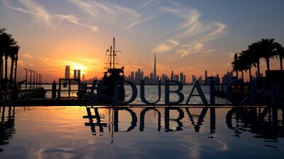 This picture taken on February 2, 2021 shows a view of the Dubai Creek in Dubai. / AFP / Karim SAHIB