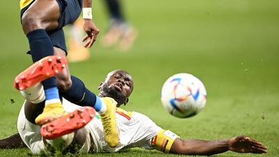 Koulibaly slides in to make a tackle against Ecuador. AFP