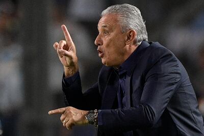 Brazil's coach Tite gives instructions. AFP