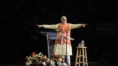 India’s Prime Minister Narendra Modi spoke at Madison Square Garden in New York, during a visit to the United States, in this September 28 file photo. Lucas Jackson / Reuters