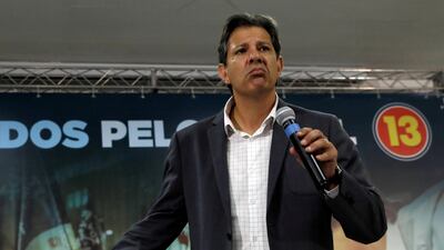 Fernando Haddad, presidential candidate of Brazil's leftist Workers' Party, attends a news conference. REUTERS