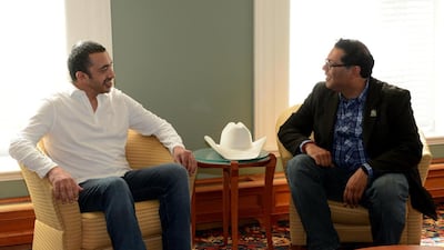 Sheikh Abdullah meets with the mayor of the city of Calgary. Wam