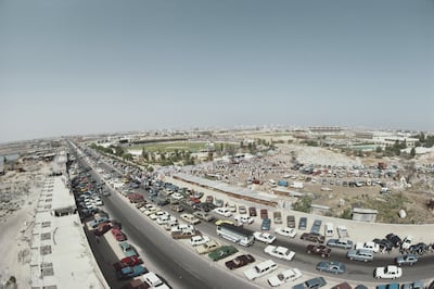 Spectators gather for the Asia Cup match between Pakistan and Sri Lanka on April 6, 1984 at Sharjah Cricket Stadium. Getty Images