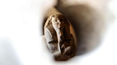 Djoser statue inside the pyramid. AFP