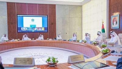 Members of the Cabinet during the meeting at Al Watan palace.