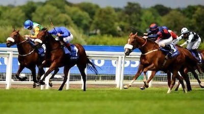Falls Of Lora was ridden to victory by Frankie Dettori at Sandown racecourse. Alan Crowhurst / Getty Images
