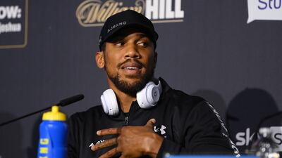 World heavyweight champion Anthony Joshua as the press conference in London on Thursday, September 23. Getty