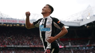 Javier Manquillo celebrates his goal against Manchester United. PA