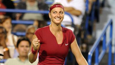 Petra Kvitova reacts after winning her semi-final match at the Connecticut Open against Samantha Stosur on Friday. Fred Beckham / AP / August 22, 2014