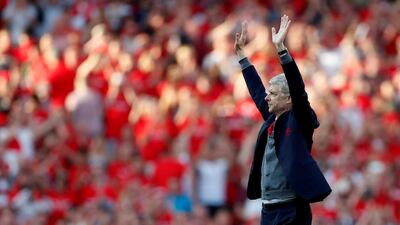 Arsene Wenger salutes the crowd after his final home game as Arsenal manager. Matthew Childs / Reuters