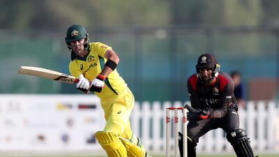 Glenn Maxwell of Australia bats in the match.