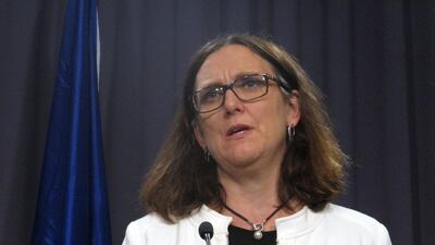 European Trade Commissioner Cecilia Malmstrom. The bloc says it wants to engage with the US even as its own tariffs on US goods are set to come into play on Friday. (AP Photo/Rod McGuirk)