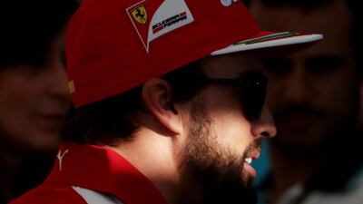 Ferrari driver Alonso Fernando speaks to journalists on Thursday at Yas Marina Circuit ahead of the Abu Dhabi Grand Prix. Christopher Pike / The National