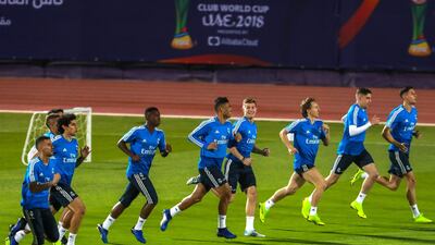 Real Madrid training session at the NYU Abu Dhabi football stadium.