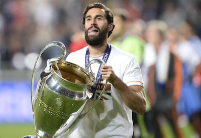 Alvaro Arbeloa celebrates after helping Real Madrid win the 2014 Uefa Champions League. AFP