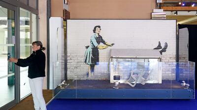 Banksy's Valentine's Day Mascara is on display at Dreamland Margate. PA