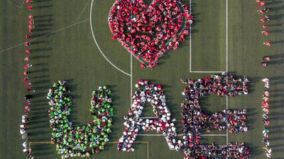 Pupils at Gems Wellington Academy on Flag Day. Photo: Gems Wellington Academy Al Khail