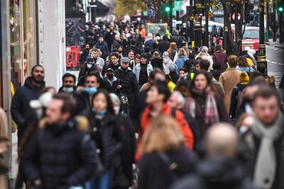 Crowds of shoppers on Oxford Street on December 2 when the shops were opened after the November lockdown. British retail sales fell 1.9% in 2020 when compared with the previous year. Getty Images