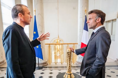 Ralf Reichert, CEO of Esports Foundation, with French President Emmanuel Macron in May. Photo: Esports Foundation