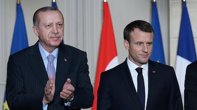 Recep Tayyip Erdogan and Emmanuel Macron have clashed on a series of issues. AP
